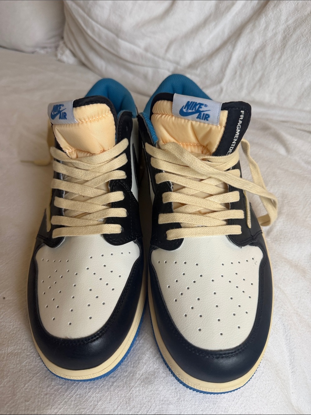 Jordan Low-Top Sneakers in Black, Cream & Blue